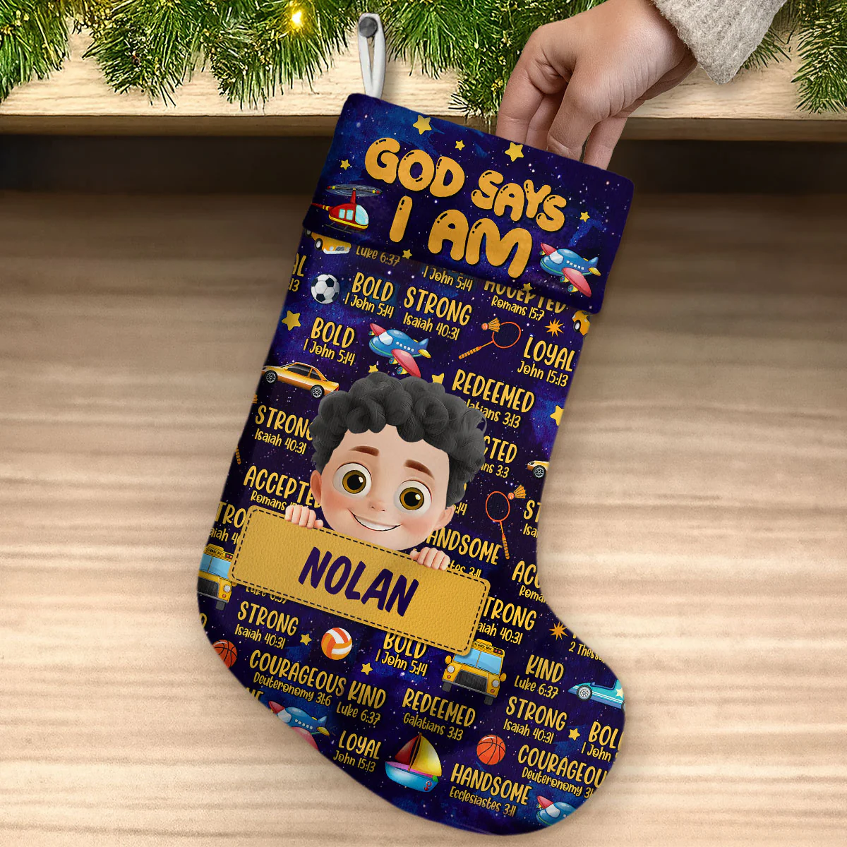 God Says I Am - Personalized Christmas Stocking - Image 3