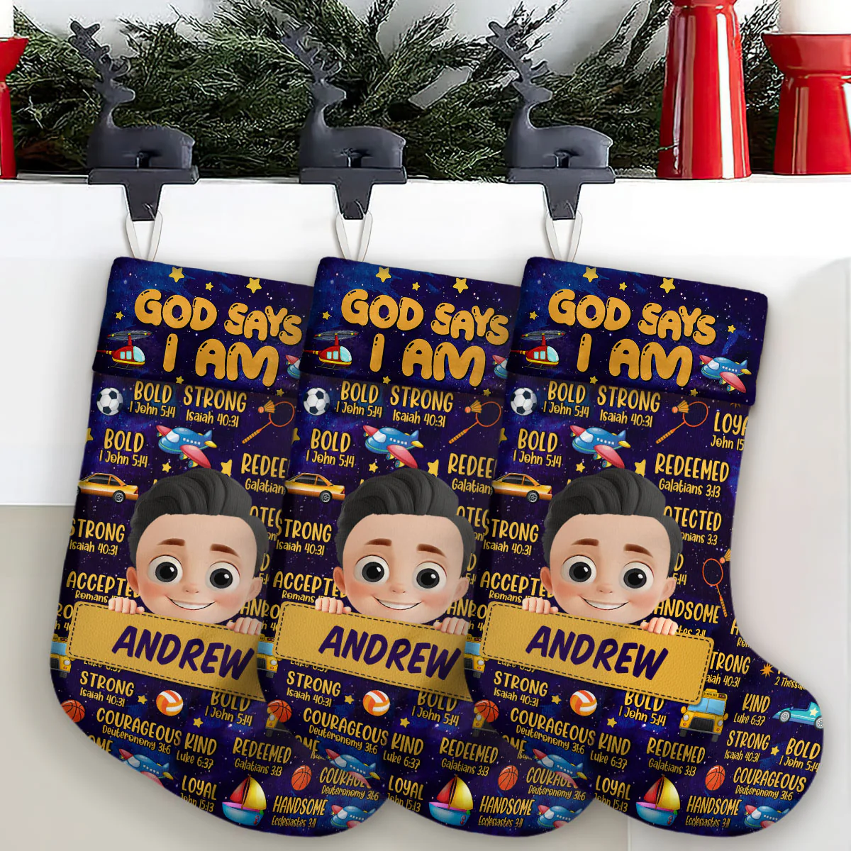 God Says I Am - Personalized Christmas Stocking - Image 4