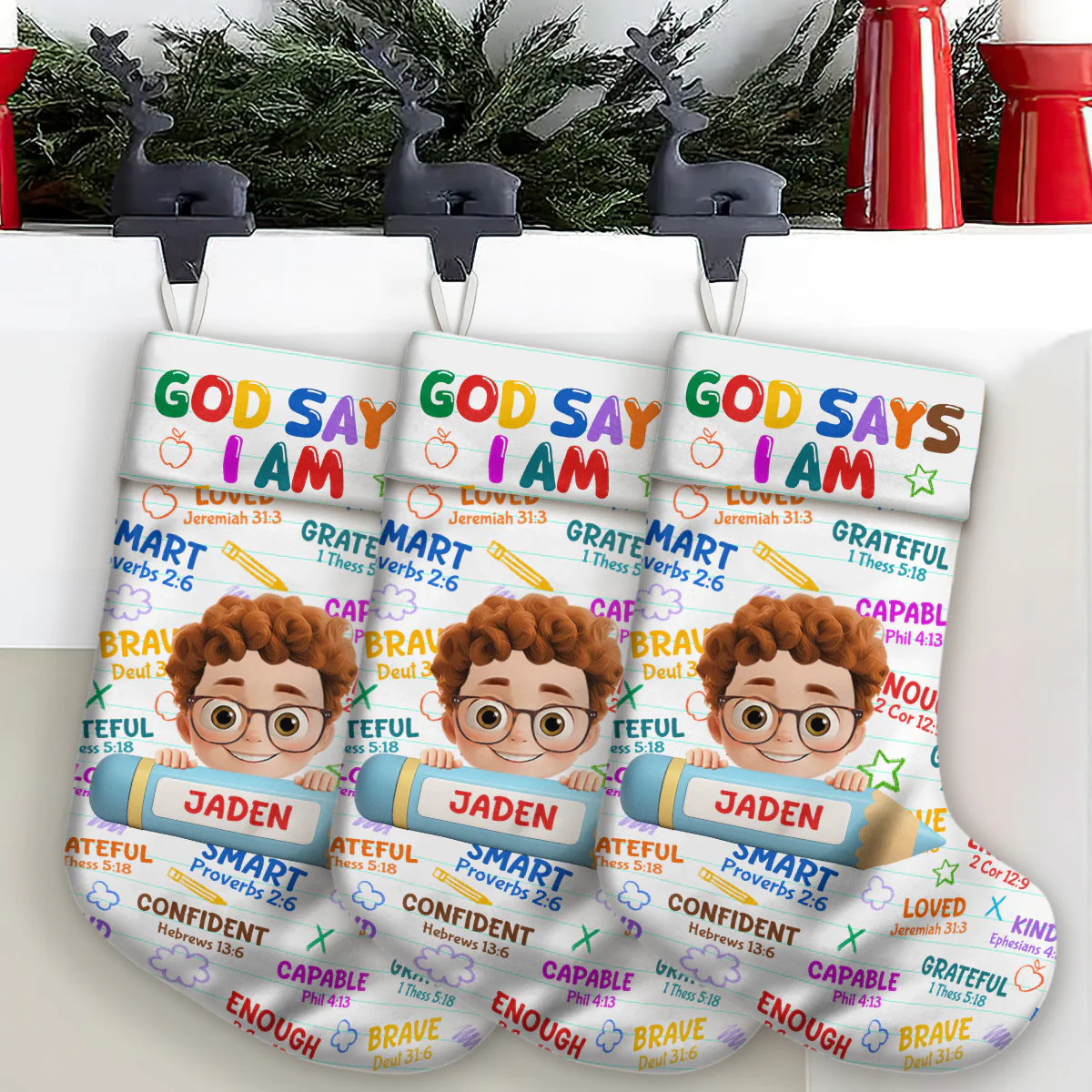 God Says I Am - Personalized Christmas Stocking - Image 4