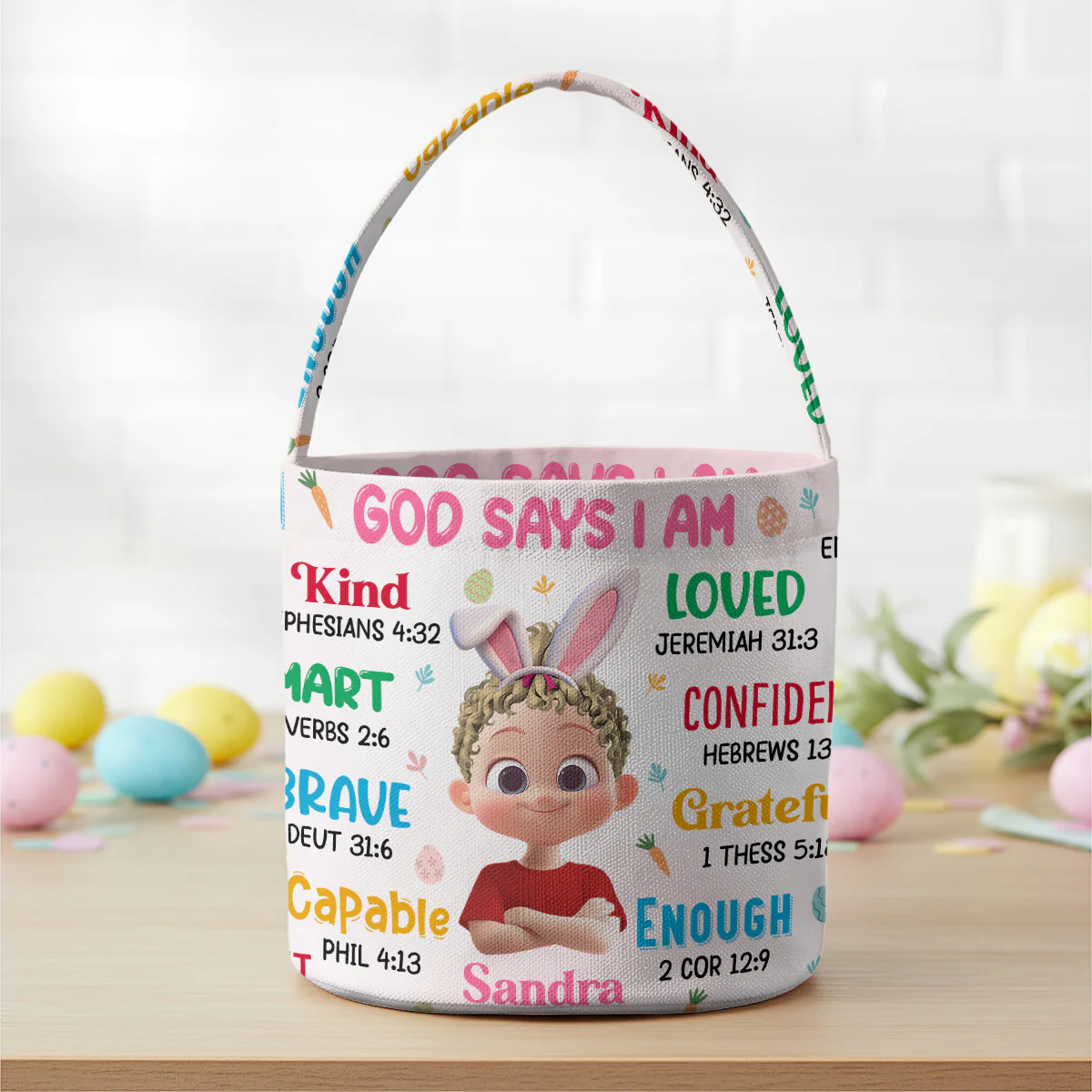 God Says I Am - Personalized Easter Basket - Image 3