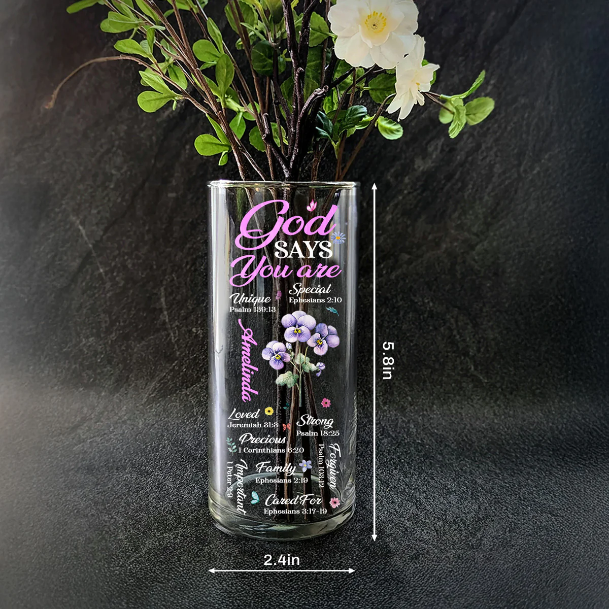 God Says I Am - Personalized Glass Vase - Image 4