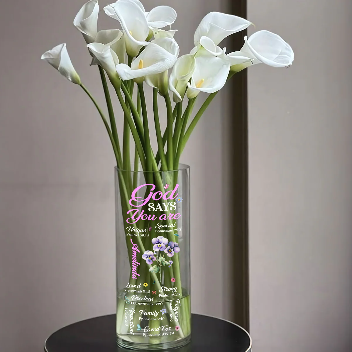 God Says I Am - Personalized Glass Vase - Image 5