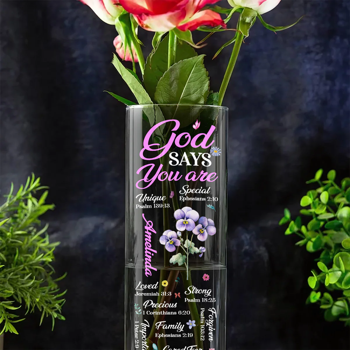 God Says I Am - Personalized Glass Vase - Image 6