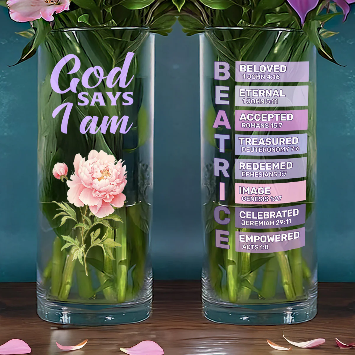 God Says I Am - Personalized Glass Vase - Image 5