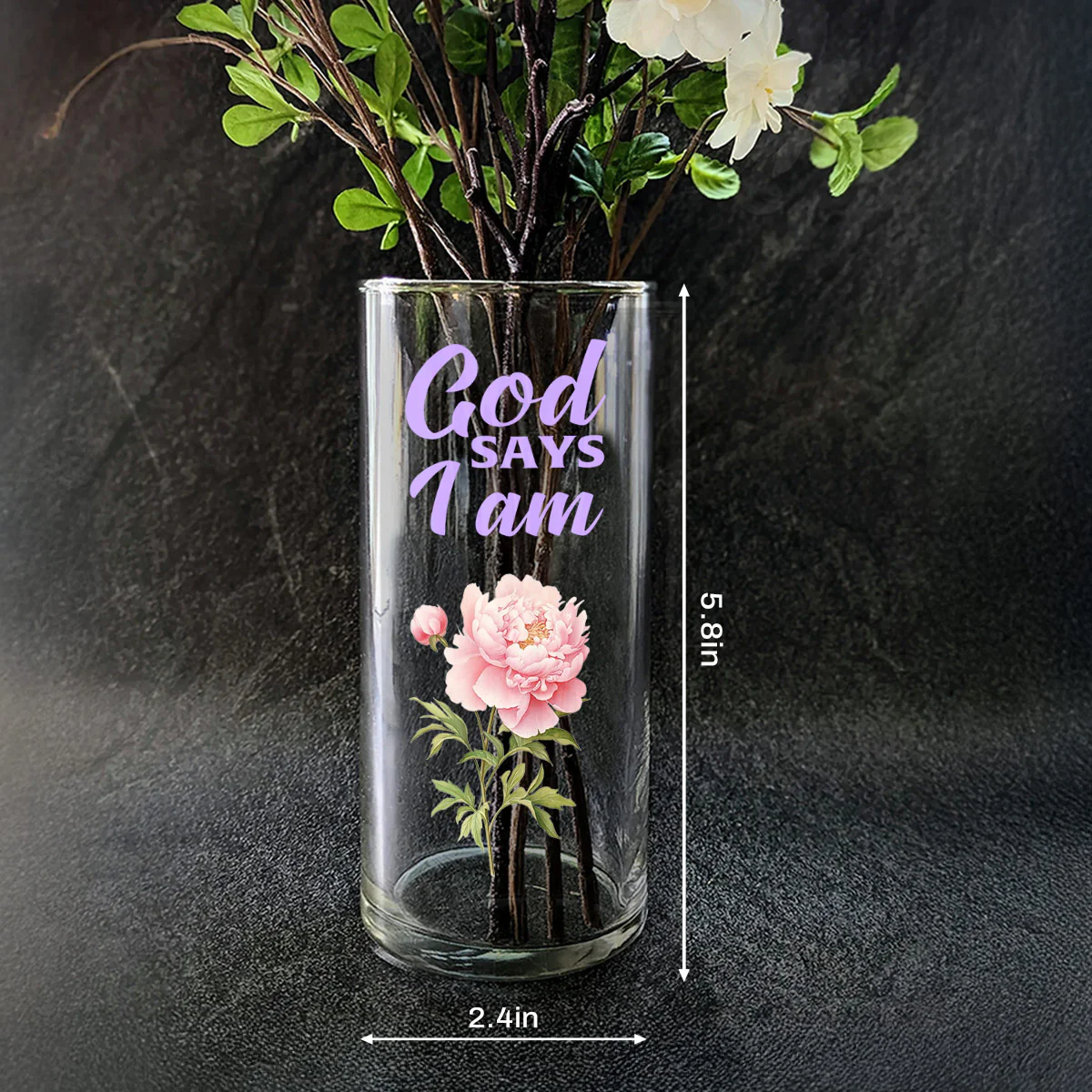 God Says I Am - Personalized Glass Vase - Image 7