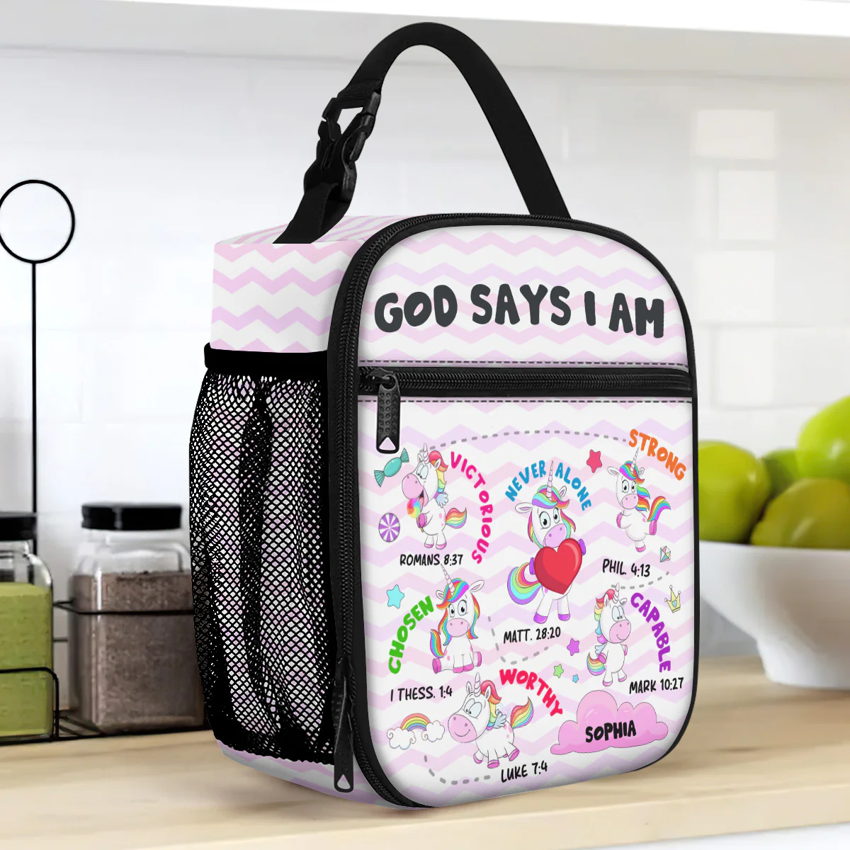 God Says I Am - Personalized Lunch Bag - Image 2