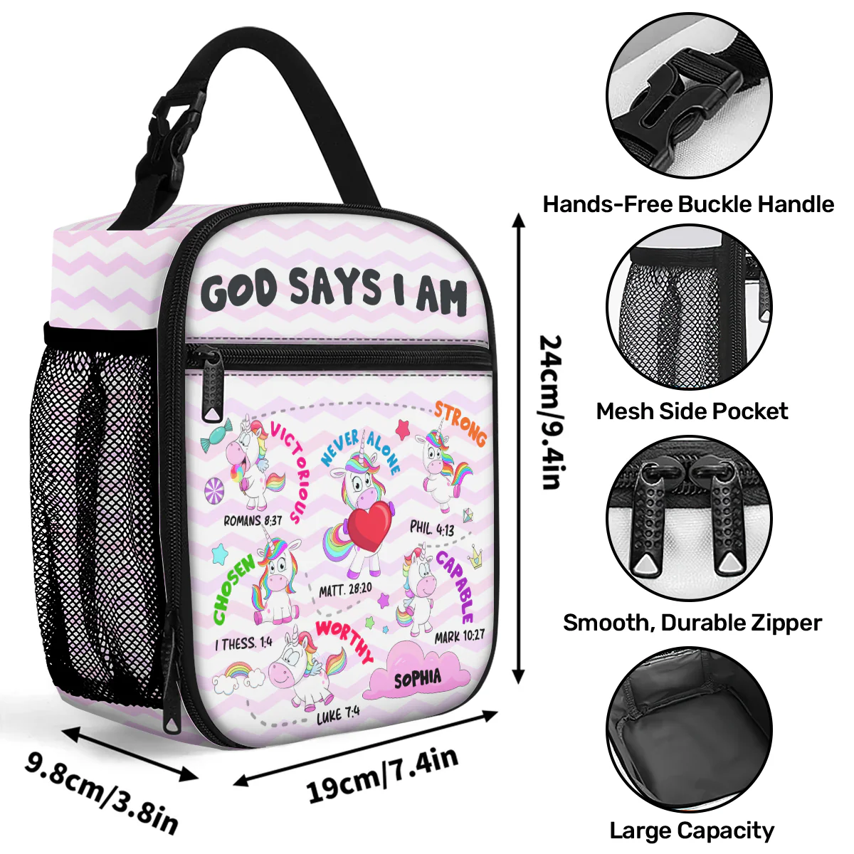 God Says I Am - Personalized Lunch Bag - Image 7