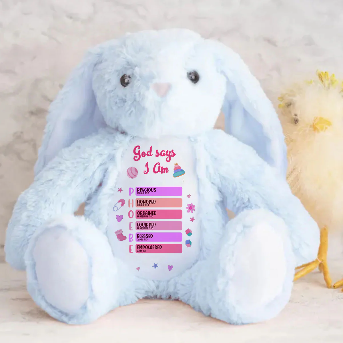 God Says I Am - Personalized Stuffed Bunny - Image 4