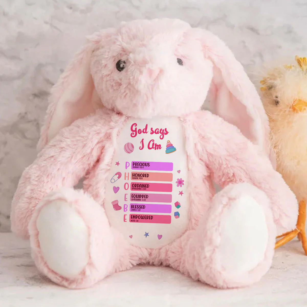 God Says I Am - Personalized Stuffed Bunny - Image 7