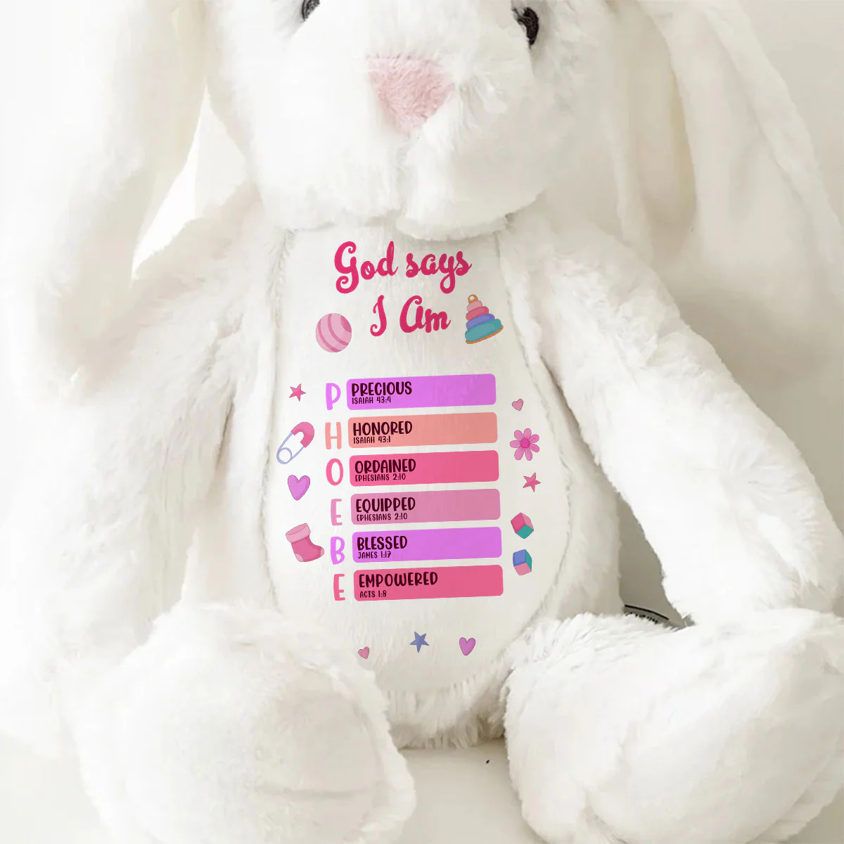 God Says I Am - Personalized Stuffed Bunny - Image 9