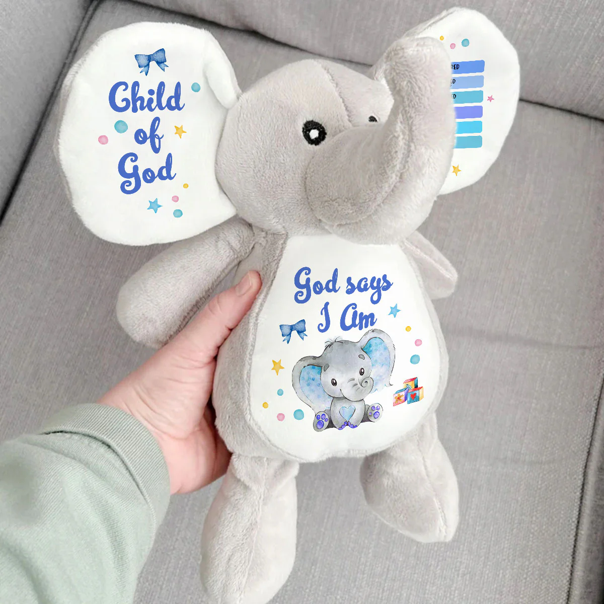 God Says I Am - Personalized Stuffed Elephant - Image 3
