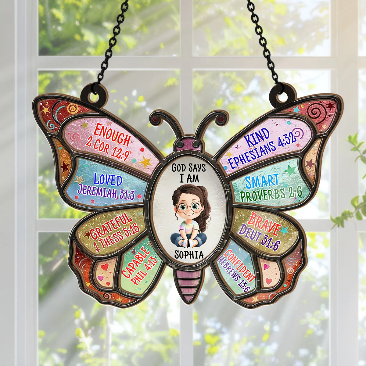 God Says I Am - Personalized Window Hanging Suncatcher