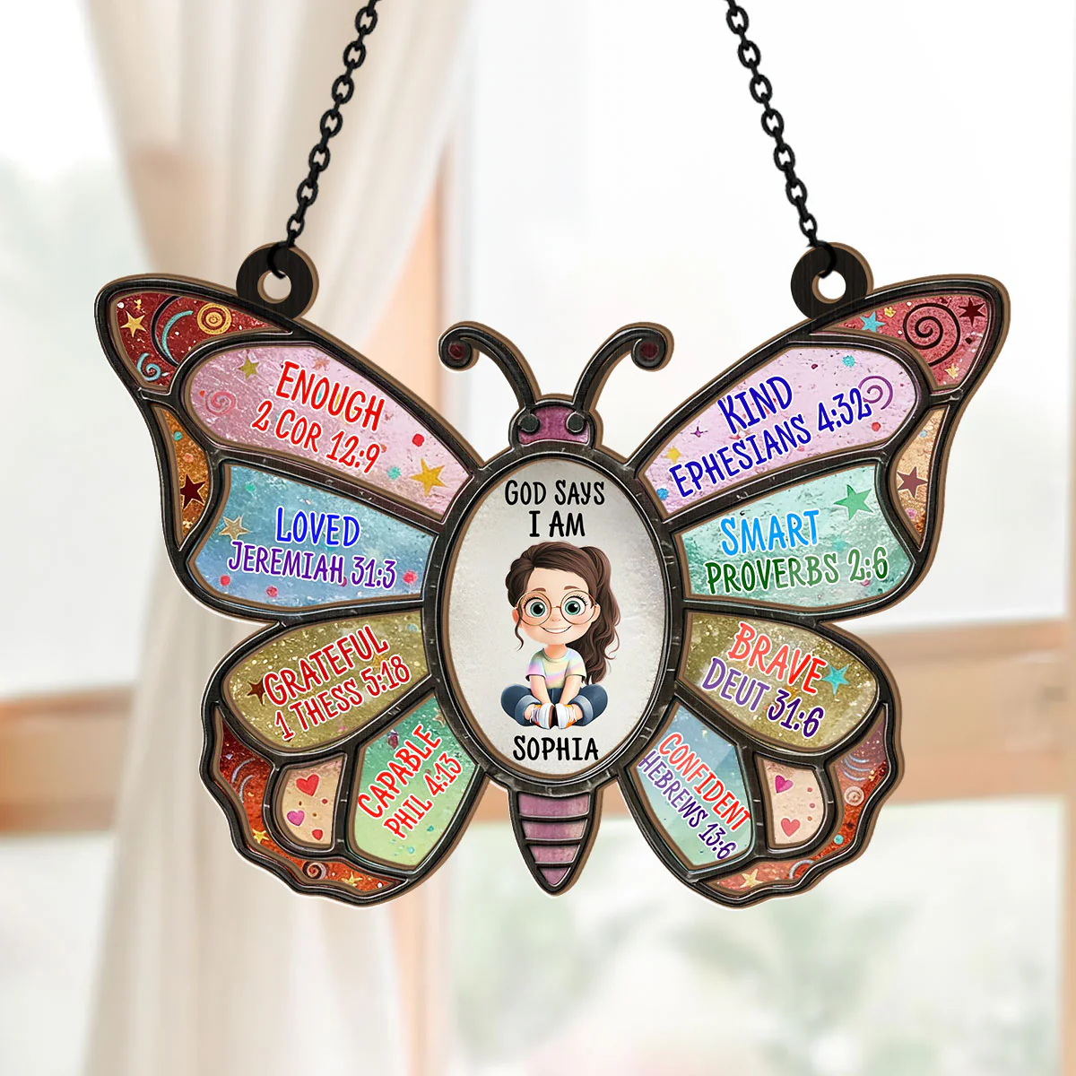 God Says I Am - Personalized Window Hanging Suncatcher - Image 5