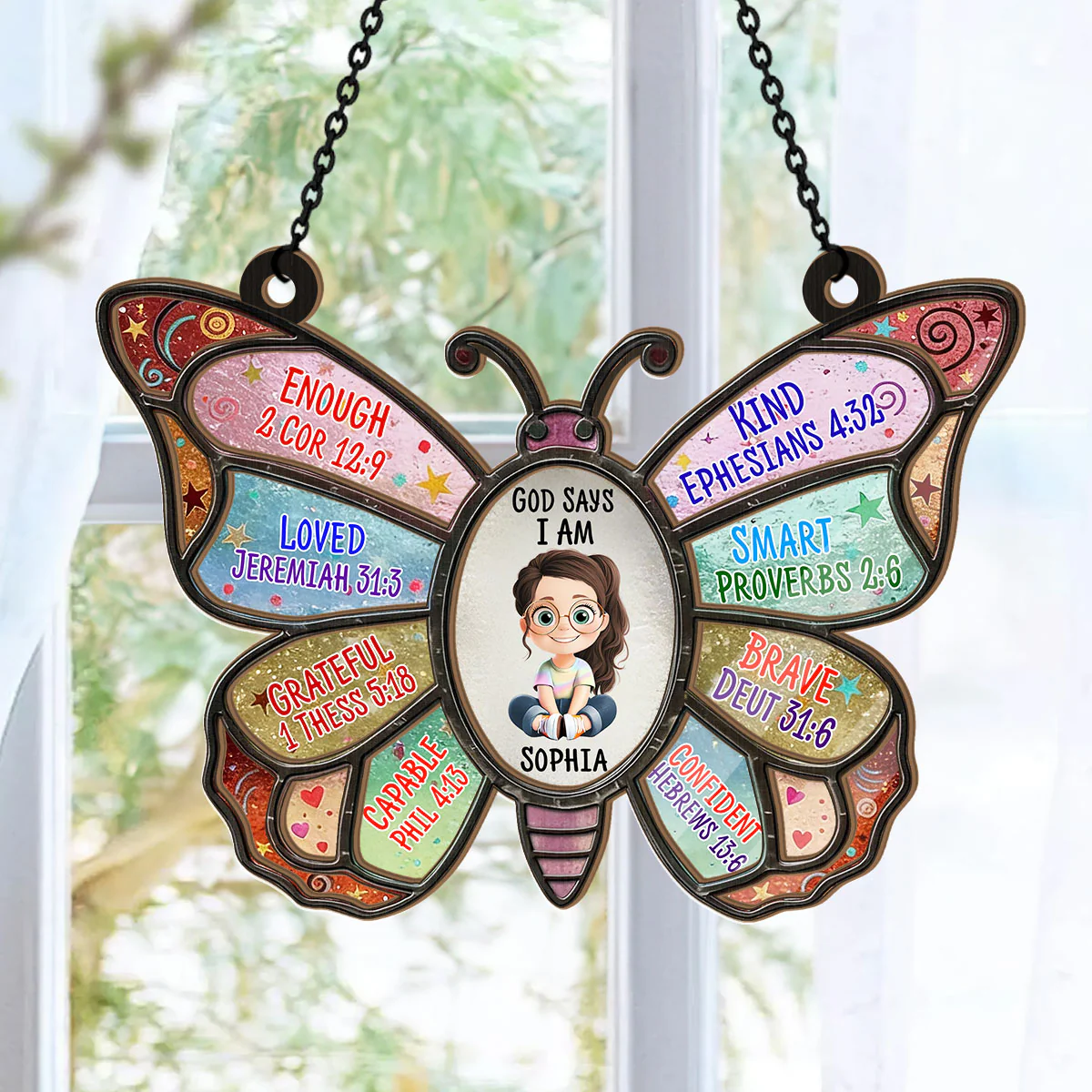 God Says I Am - Personalized Window Hanging Suncatcher - Image 6