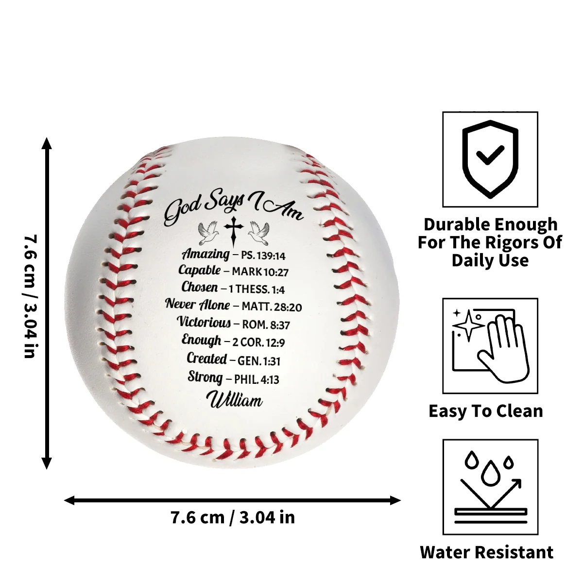 God Says You Are - Personalized Baseball Ball - Image 4