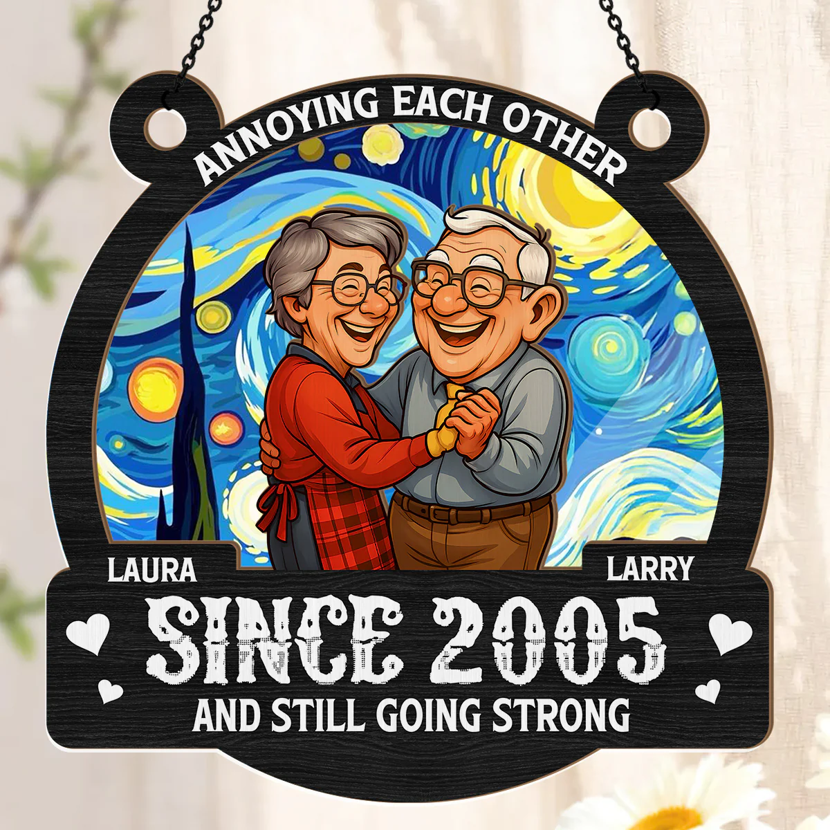 Going Strong For Years Caricature Style - Personalized Window Hanging Suncatcher - Image 3