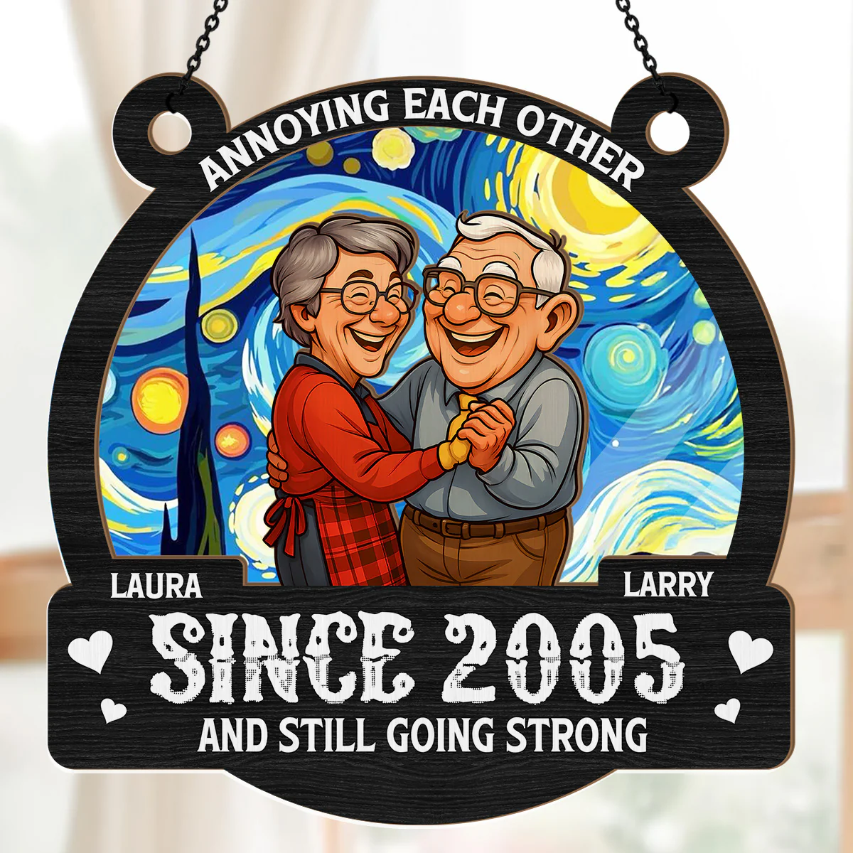 Going Strong For Years Caricature Style - Personalized Window Hanging Suncatcher - Image 5