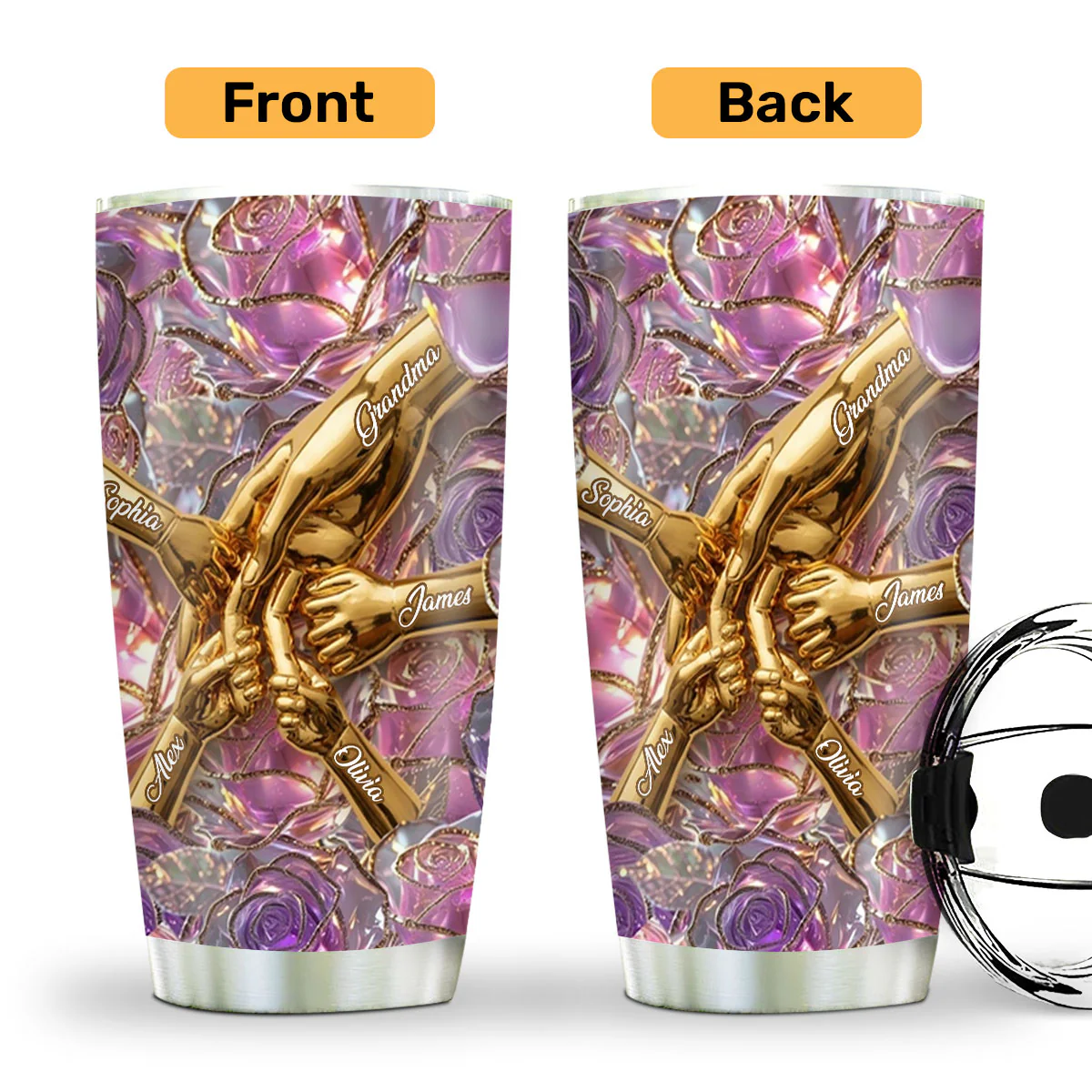 Golden Bond Of Love - Personalized Stainless Steel Tumbler - Image 2