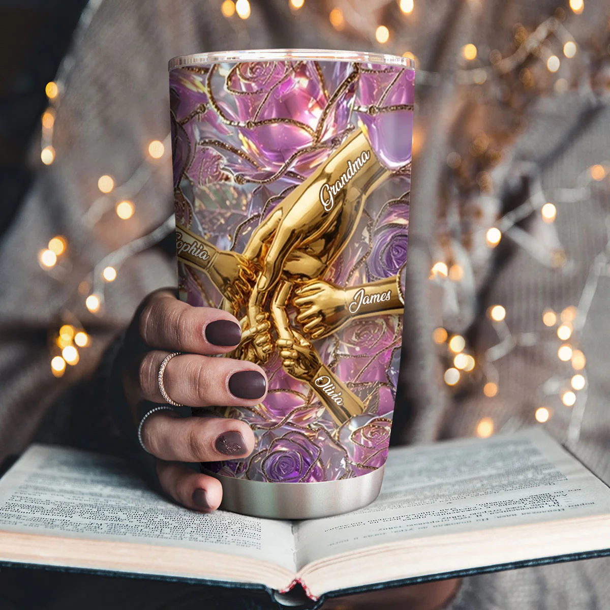 Golden Bond Of Love - Personalized Stainless Steel Tumbler - Image 3