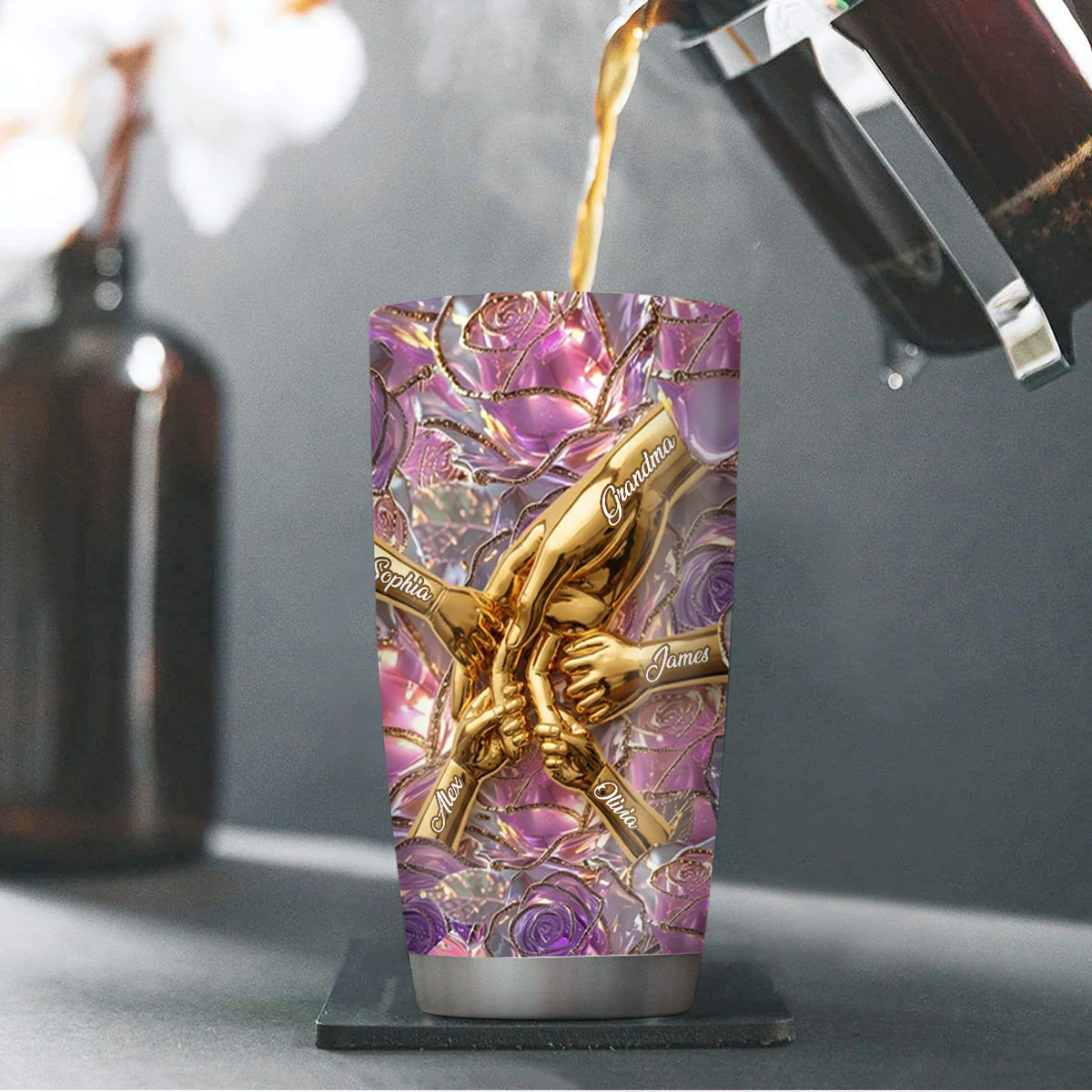 Golden Bond Of Love - Personalized Stainless Steel Tumbler - Image 4