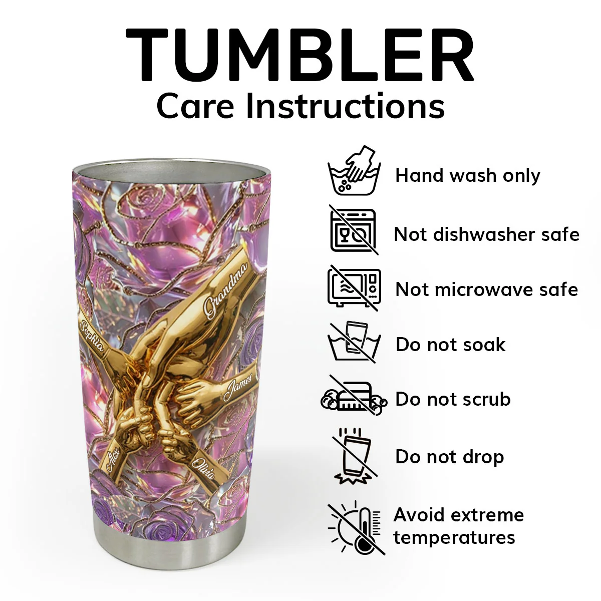 Golden Bond Of Love - Personalized Stainless Steel Tumbler - Image 5