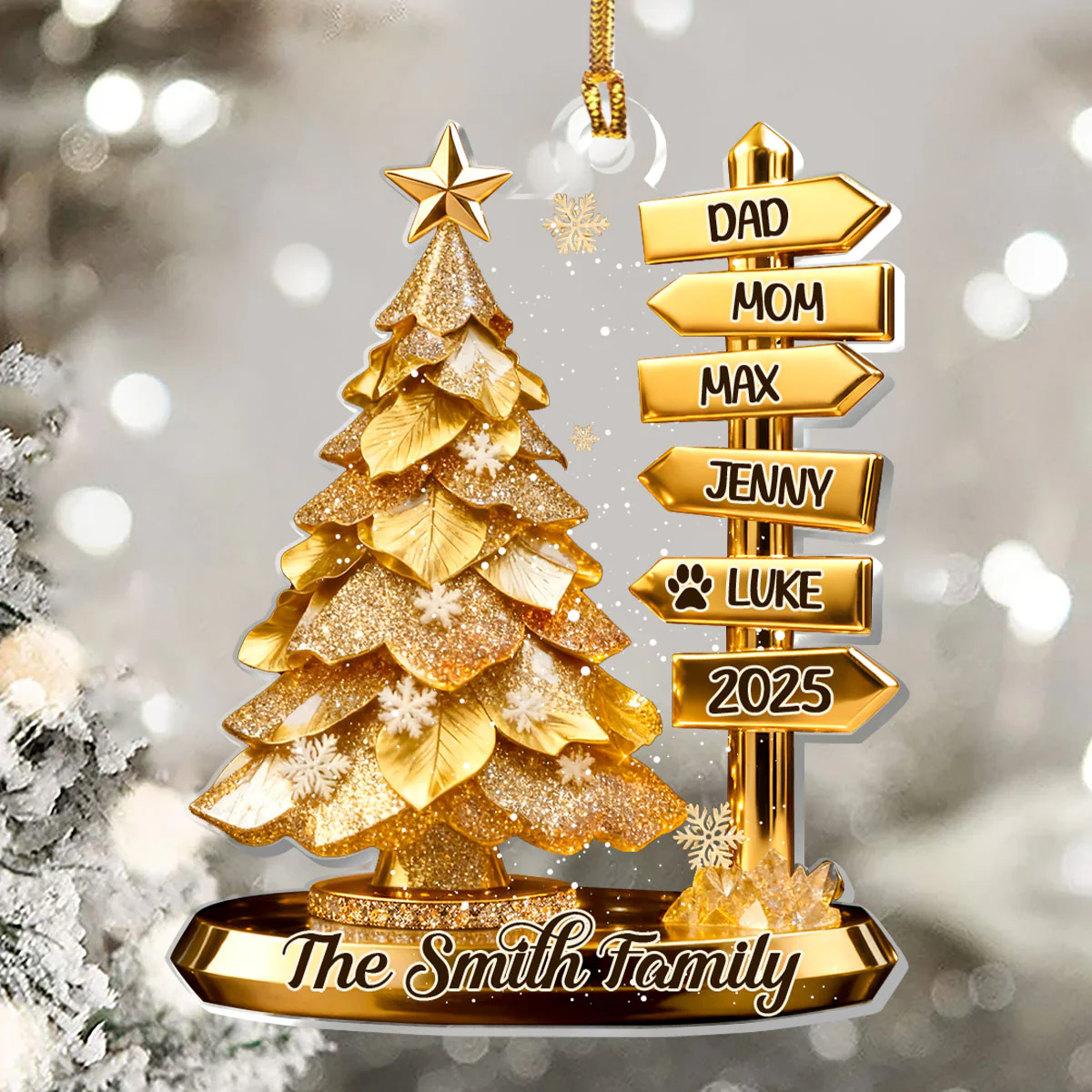 Golden Glory Family  - Personalized 1-Layer Acrylic Ornament - Image 5