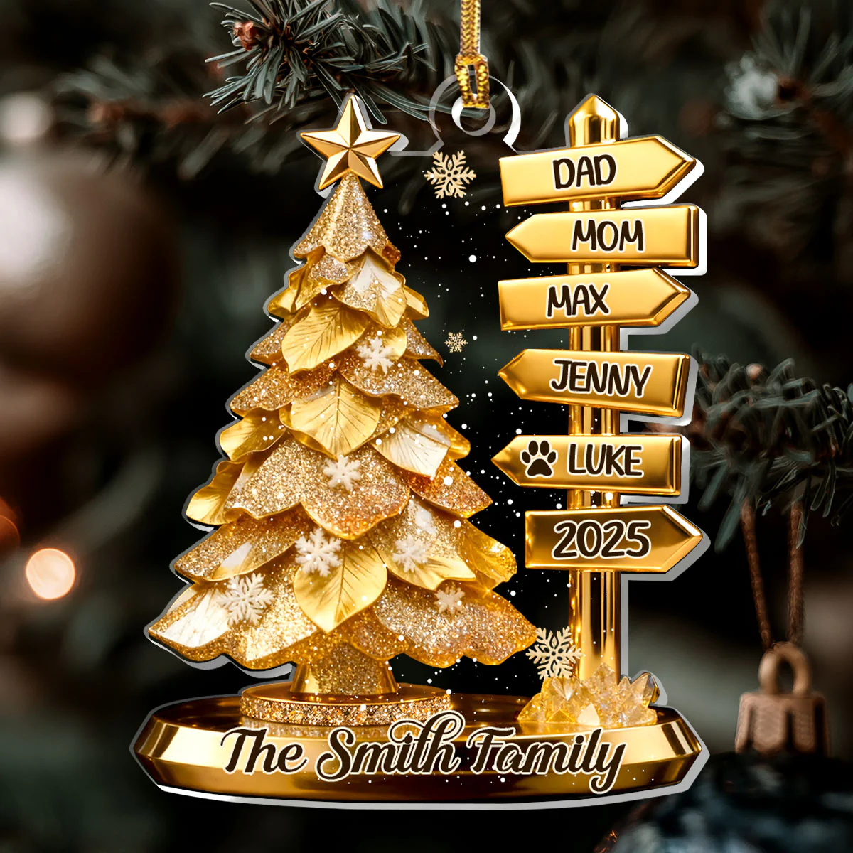 Golden Glory Family  - Personalized 1-Layer Acrylic Ornament - Image 6