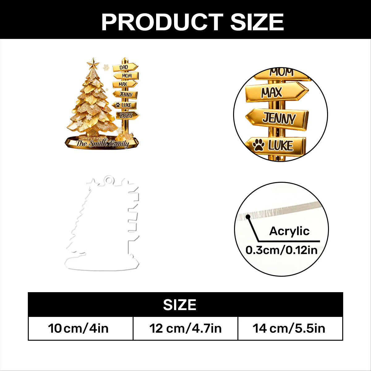 Golden Glory Family  - Personalized 1-Layer Acrylic Ornament - Image 7