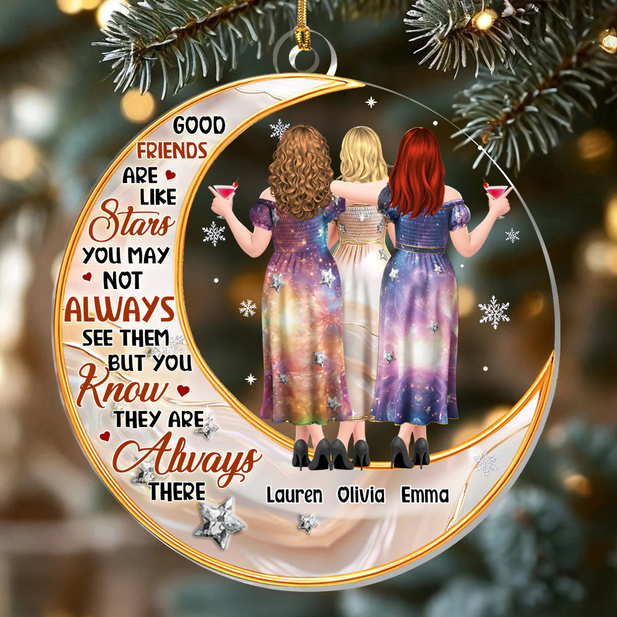 Good Friends Are Like Stars - Personalized 1-Layer Acrylic Ornament - Image 2