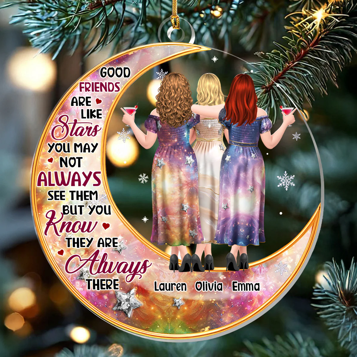 Good Friends Are Like Stars - Personalized 1-Layer Acrylic Ornament - Image 3