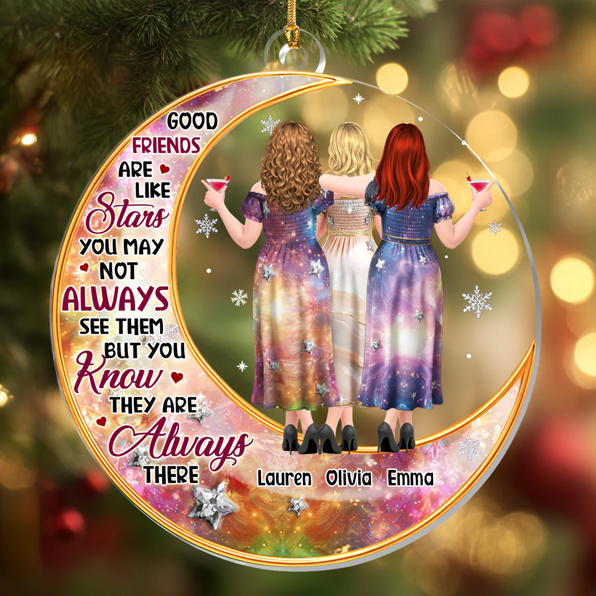 Good Friends Are Like Stars - Personalized 1-Layer Acrylic Ornament - Image 4