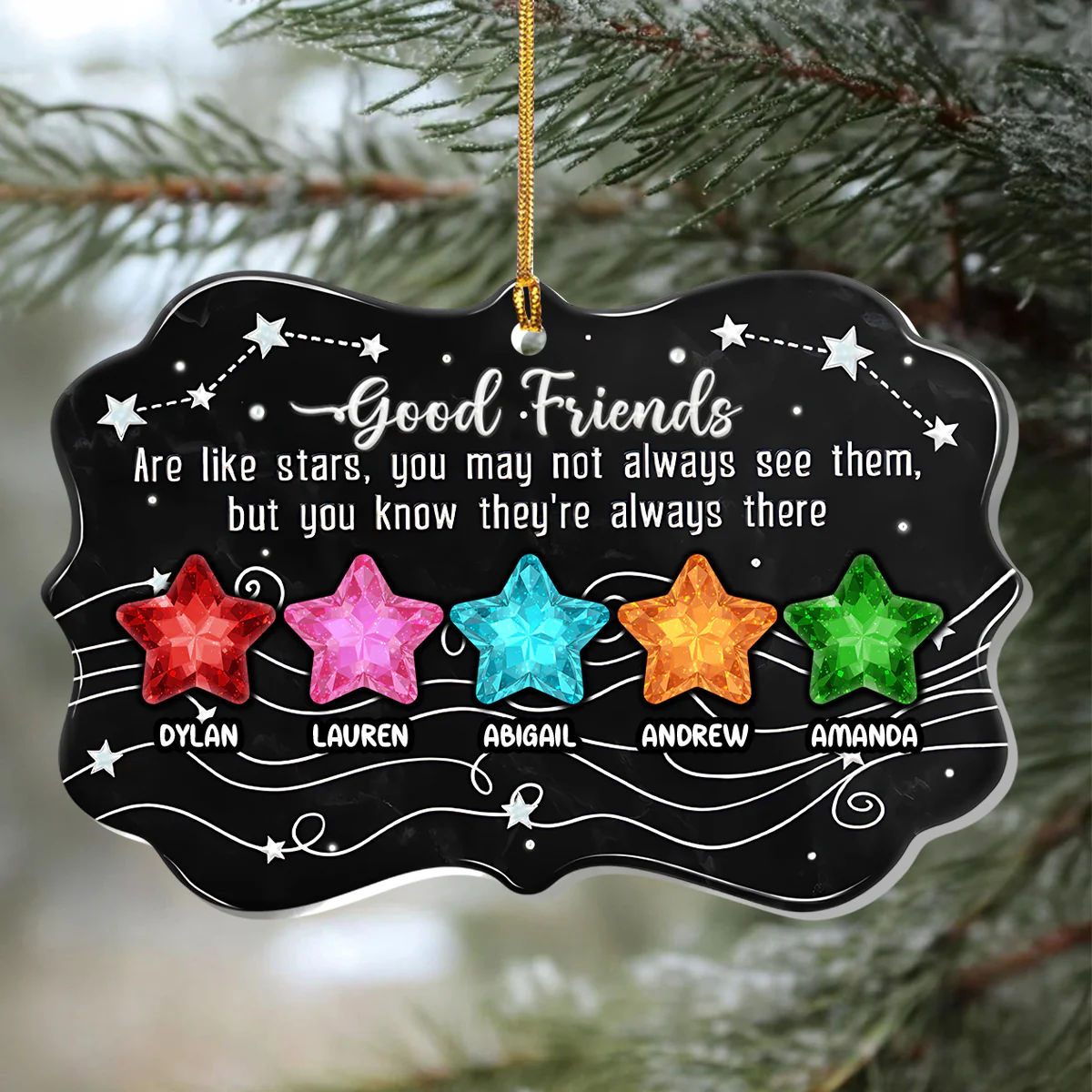 Good Friends Are Like Stars - Personalized 1-Layer Acrylic Ornament - Image 2