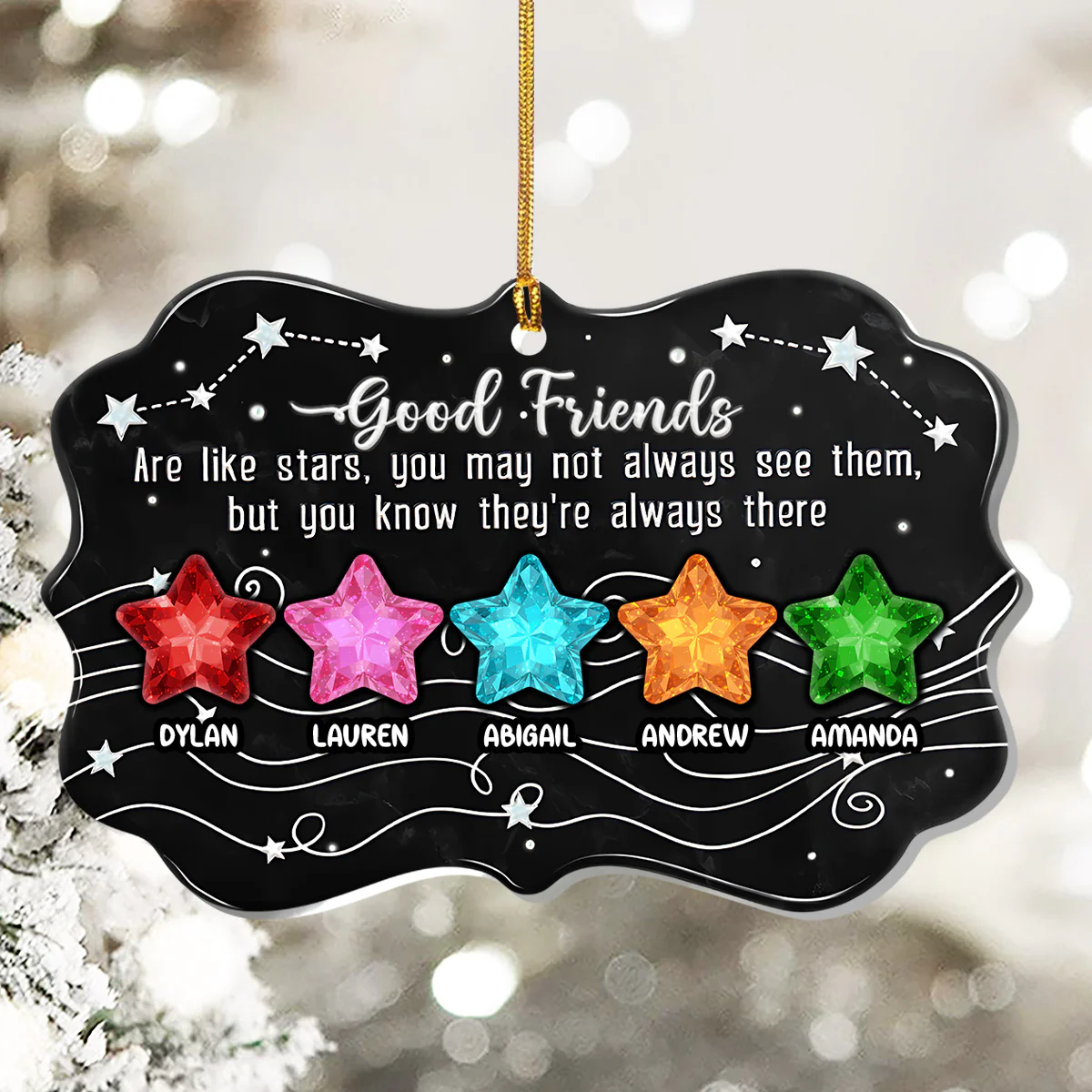 Good Friends Are Like Stars - Personalized 1-Layer Acrylic Ornament - Image 3