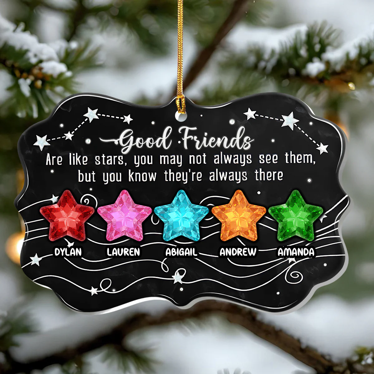 Good Friends Are Like Stars - Personalized 1-Layer Acrylic Ornament - Image 4