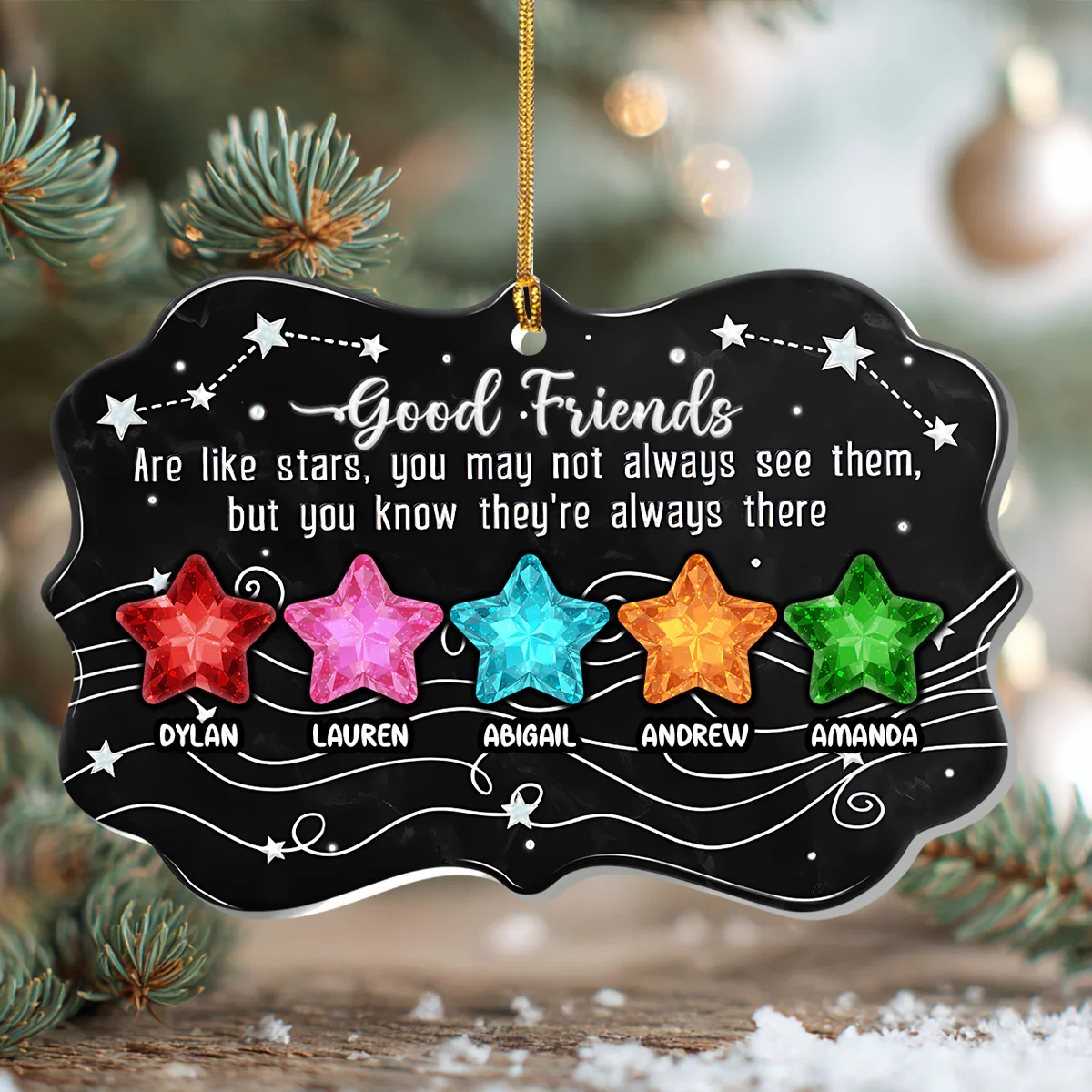 Good Friends Are Like Stars - Personalized 1-Layer Acrylic Ornament - Image 5