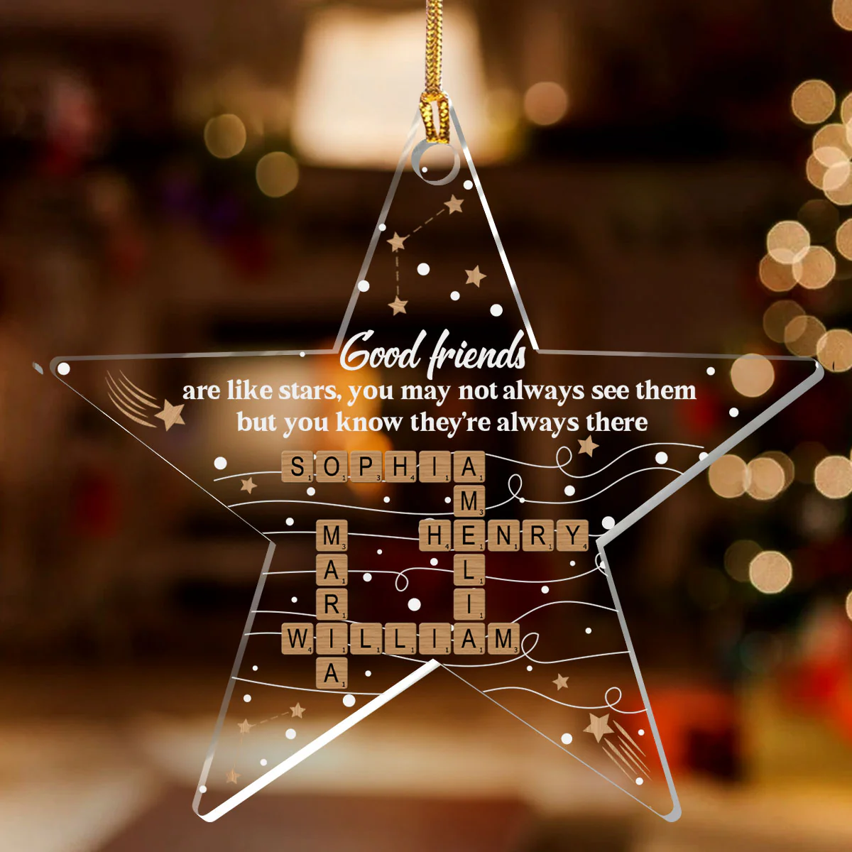 Good Friends Sisters Siblings Are Like Stars - Personalized 1-Layer Acrylic Ornament - Image 2