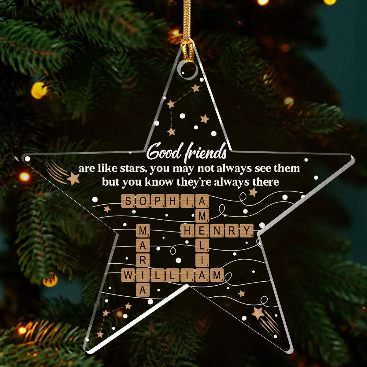 Good Friends Sisters Siblings Are Like Stars - Personalized 1-Layer Acrylic Ornament - Image 3