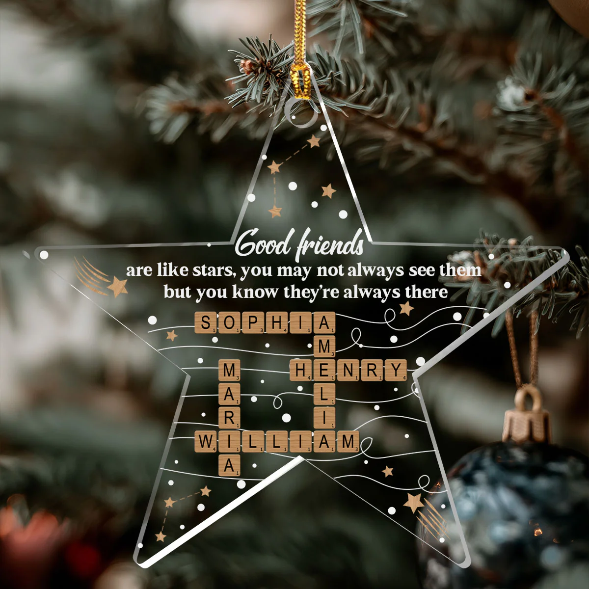 Good Friends Sisters Siblings Are Like Stars - Personalized 1-Layer Acrylic Ornament - Image 4