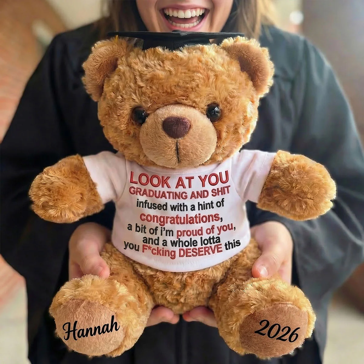 Graduating & Sh*t - Personalized Graduation Bear With Card - Image 3