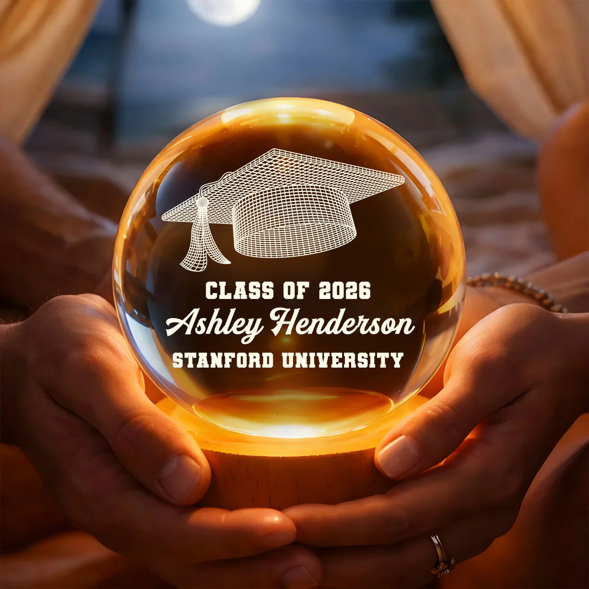 Graduation Cap Class Of 2026 - Personalized Crystal Ball Night Light - Image 3