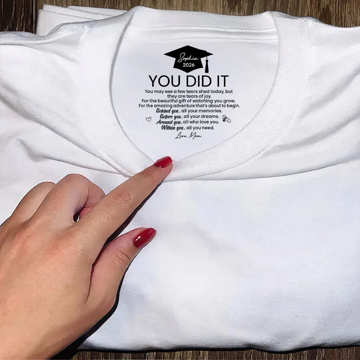 Graduation Gifts Hidden Message For Graduated Son, Daughter - Personalized Shirt With Design Inner Neck - Image 4