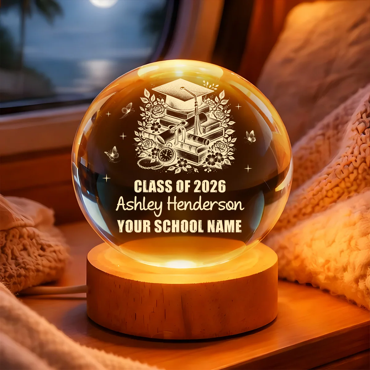 Graduation Memory - Personalized Crystal Ball Night Light - Image 6