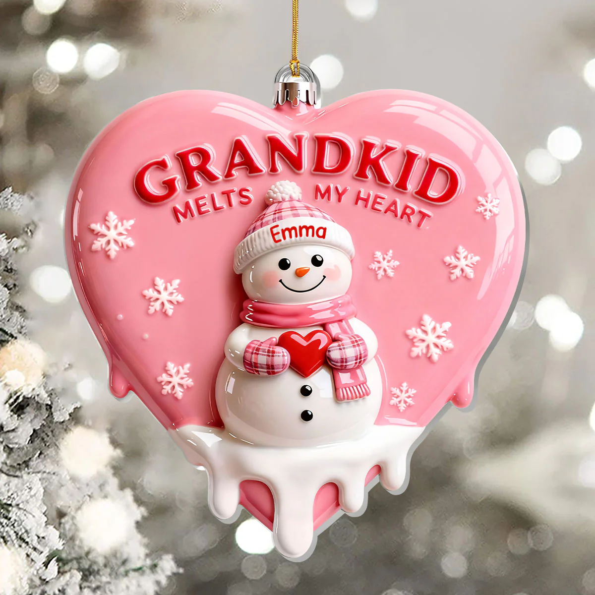 Grandkid Melts My Heart - Personalized 1-Layer Acrylic Ornament - Image 5