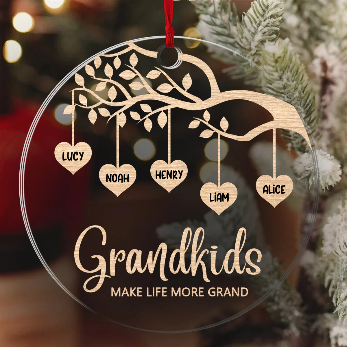 Grandkids Make Life More Grand - Personalized 1-Layer Acrylic Ornament - Image 3