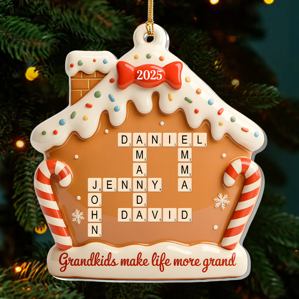 Grandkids Make Life More Grand - Personalized 1-Layer Acrylic Ornament - Image 3
