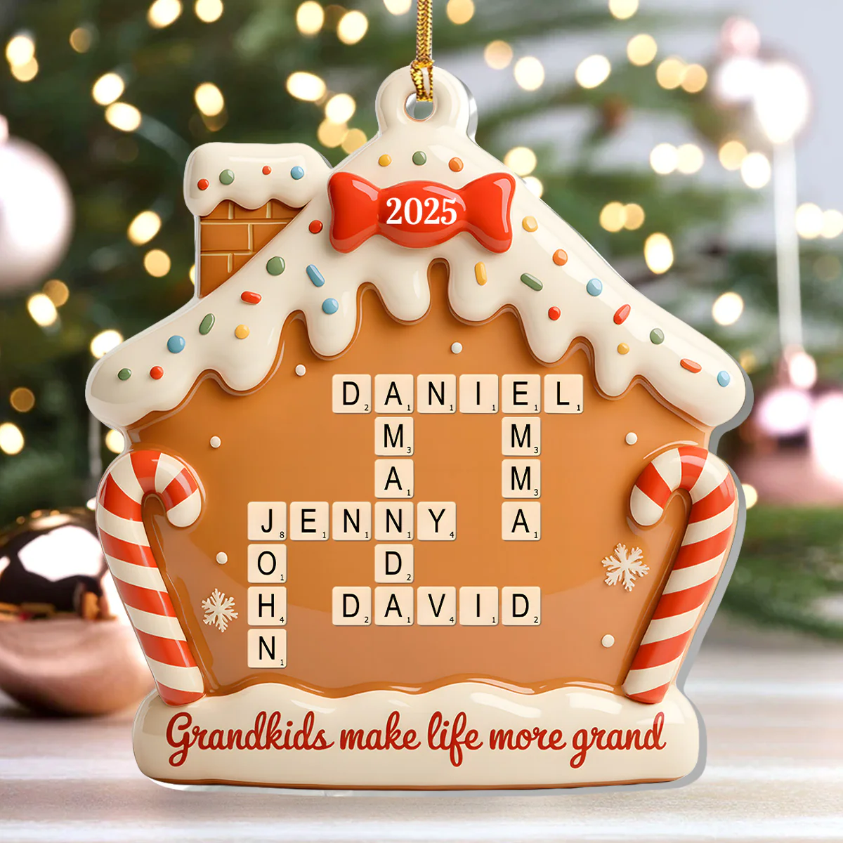 Grandkids Make Life More Grand - Personalized 1-Layer Acrylic Ornament - Image 4