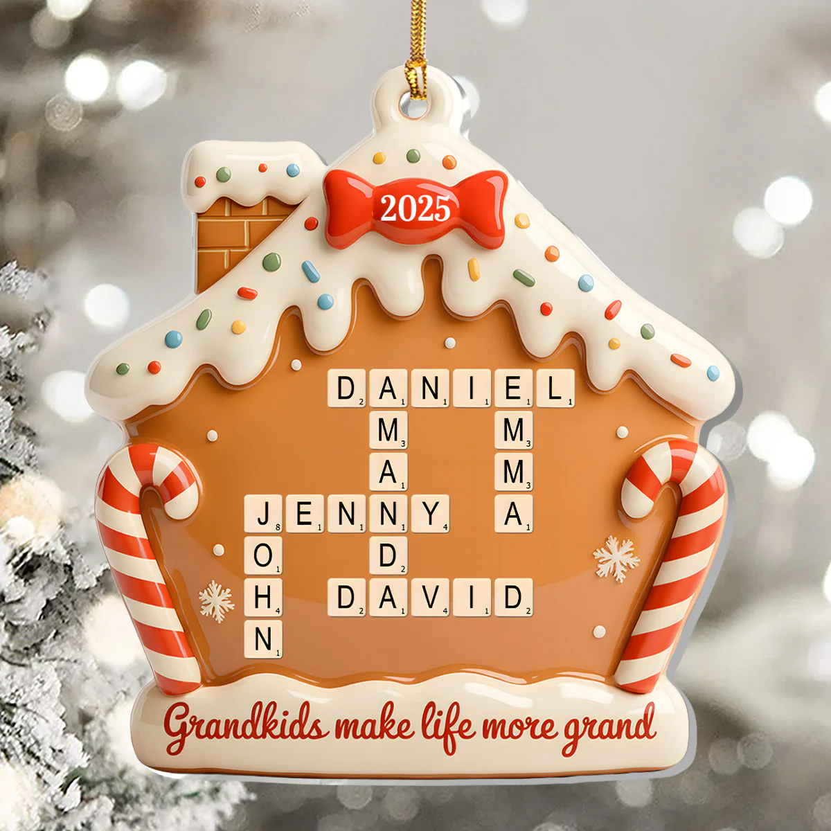 Grandkids Make Life More Grand - Personalized 1-Layer Acrylic Ornament - Image 5