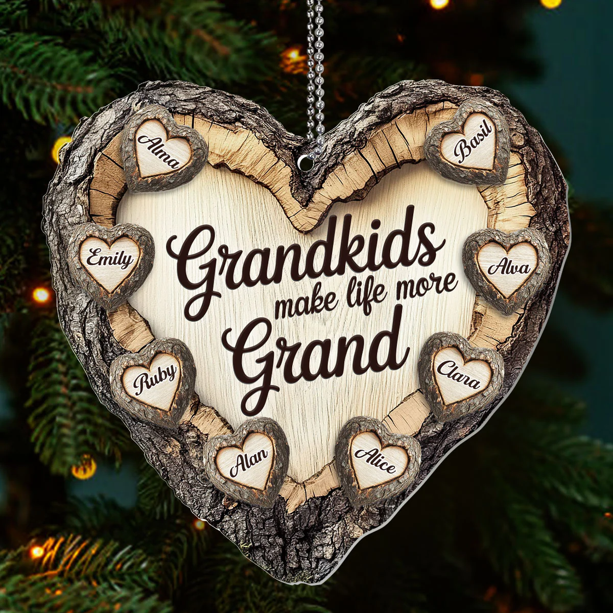 Grandkids Make Life More Grand - Personalized 1-Layer Acrylic Ornament - Image 3