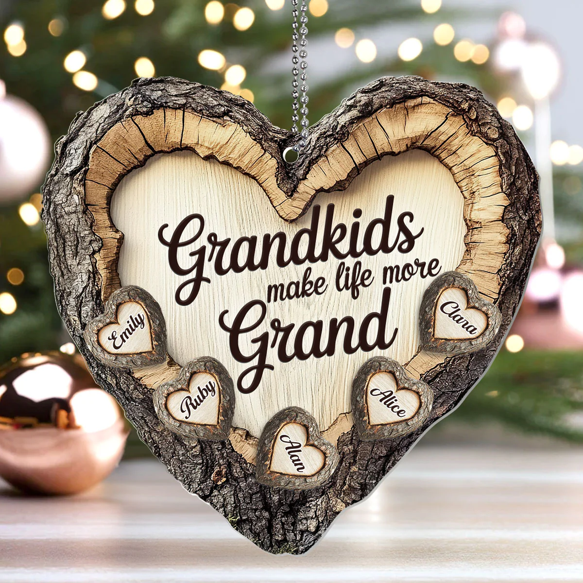 Grandkids Make Life More Grand - Personalized 1-Layer Acrylic Ornament - Image 4
