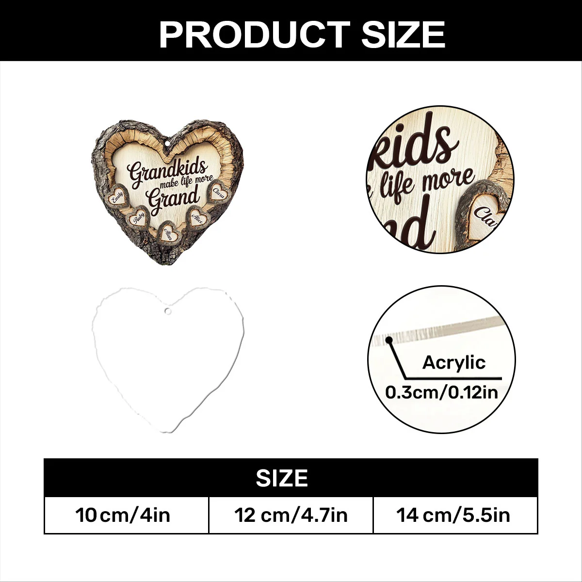 Grandkids Make Life More Grand - Personalized 1-Layer Acrylic Ornament - Image 7